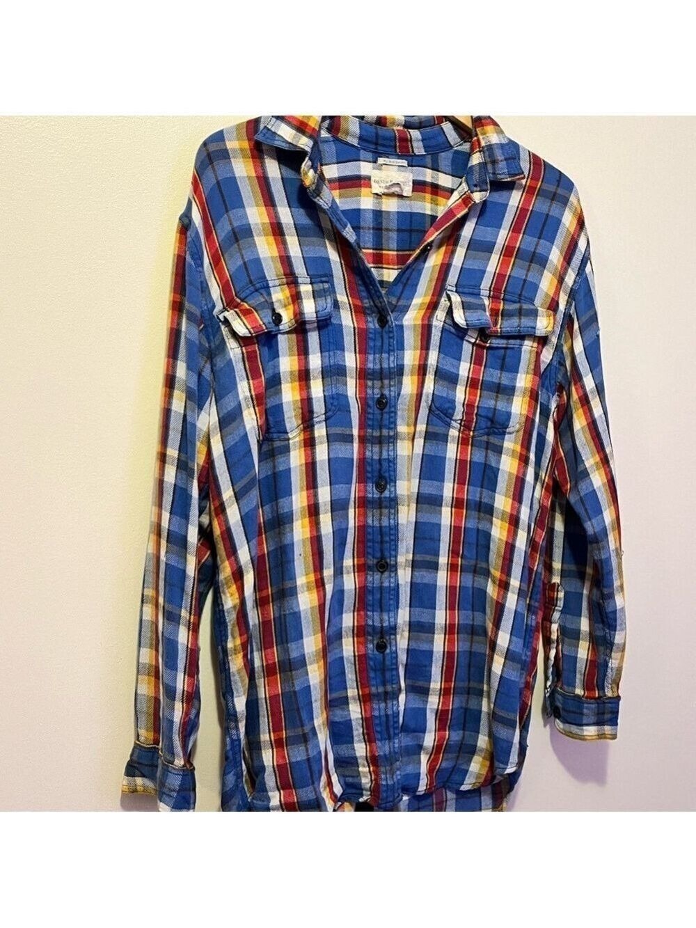 Ralph Lauren RL Big Shirt Boyfriend Flannel Denim & Supply Plaid Shirt sz M